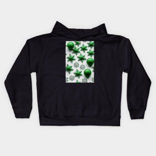 Christmas Seamless Pattern - Green Snowflakes #7.3 Kids Hoodie